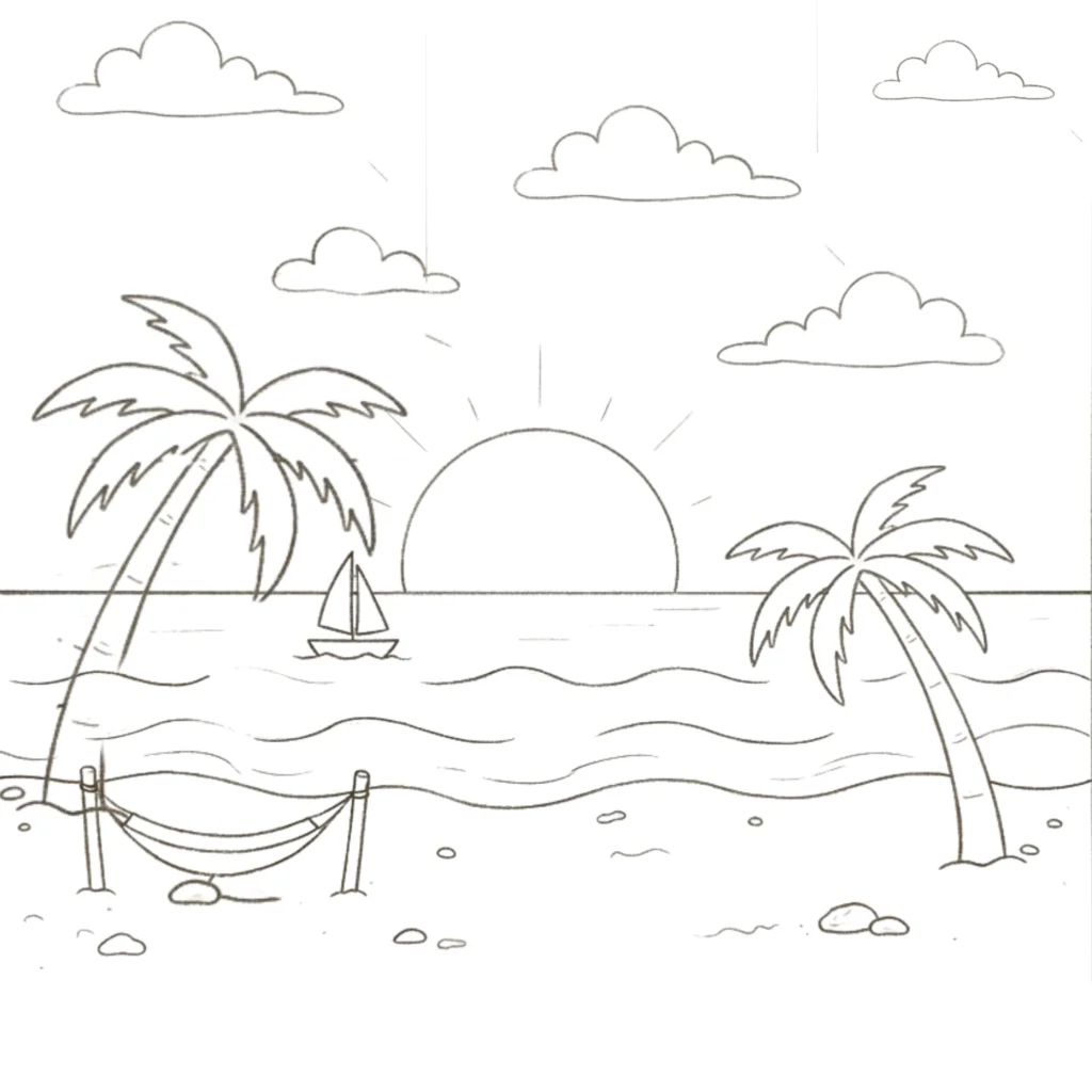 Sunset Beach Drawing