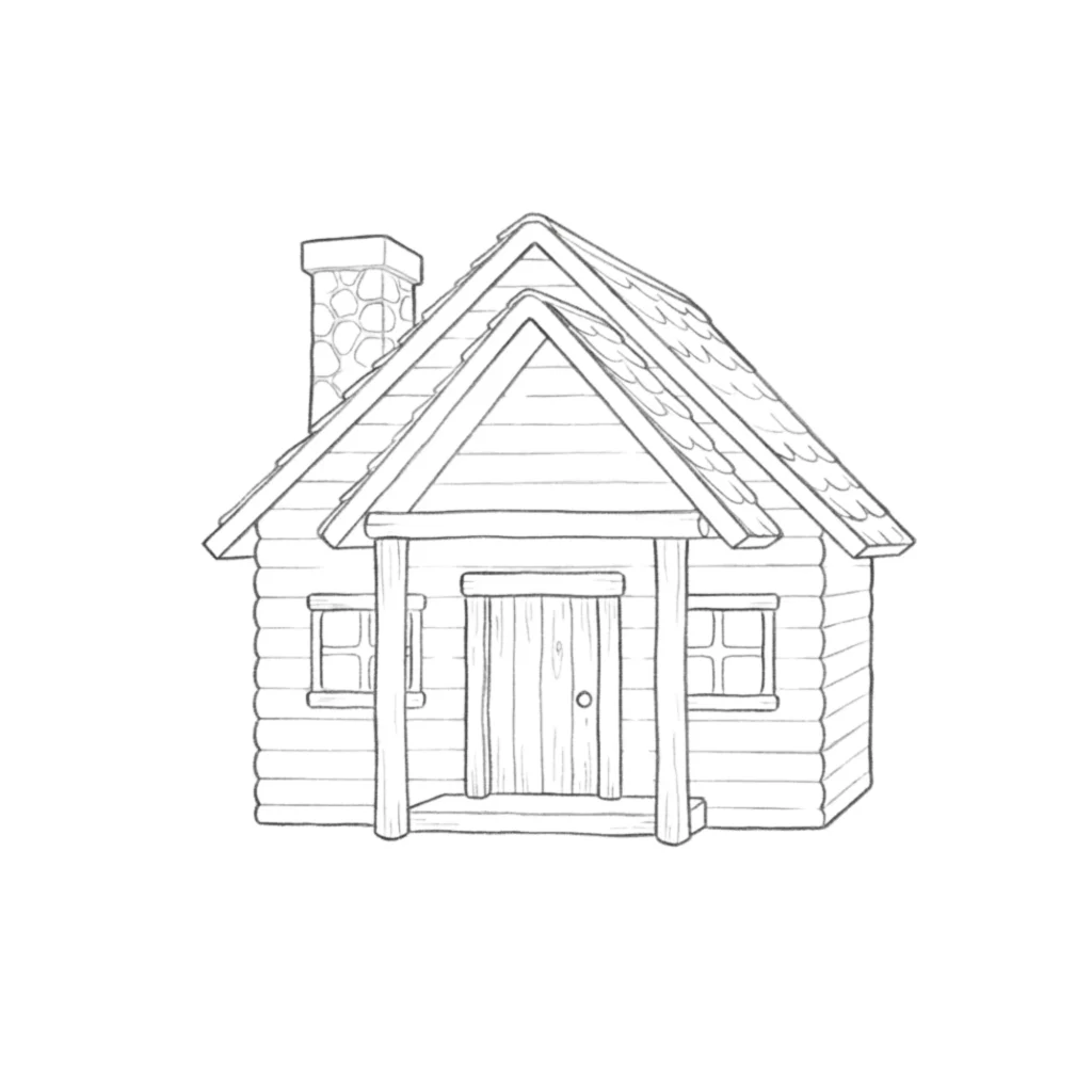 Wooden House Drawing