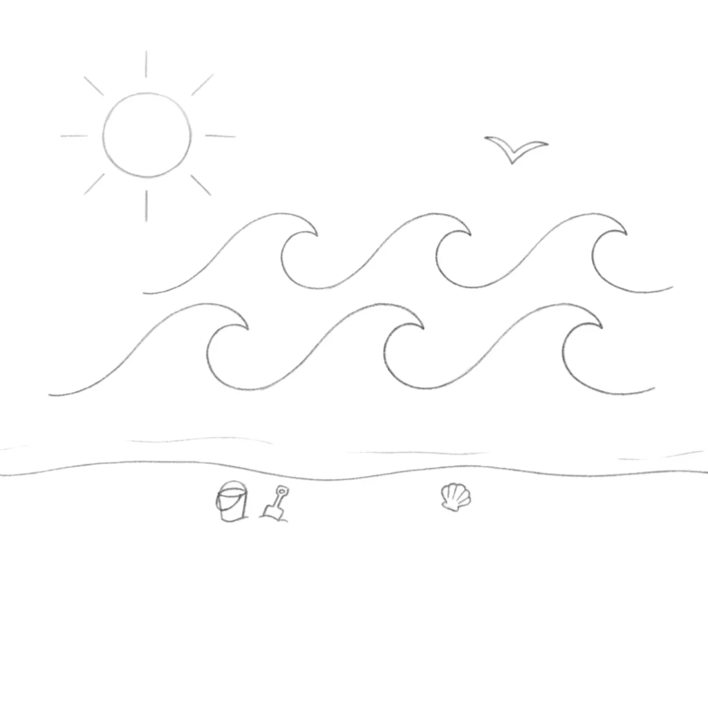 Beach Waves Drawing