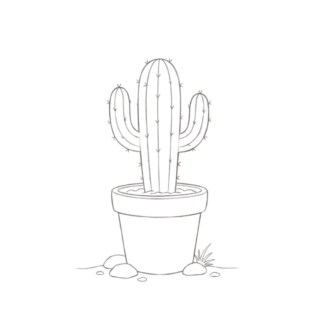 Cactus in a Pot Drawing