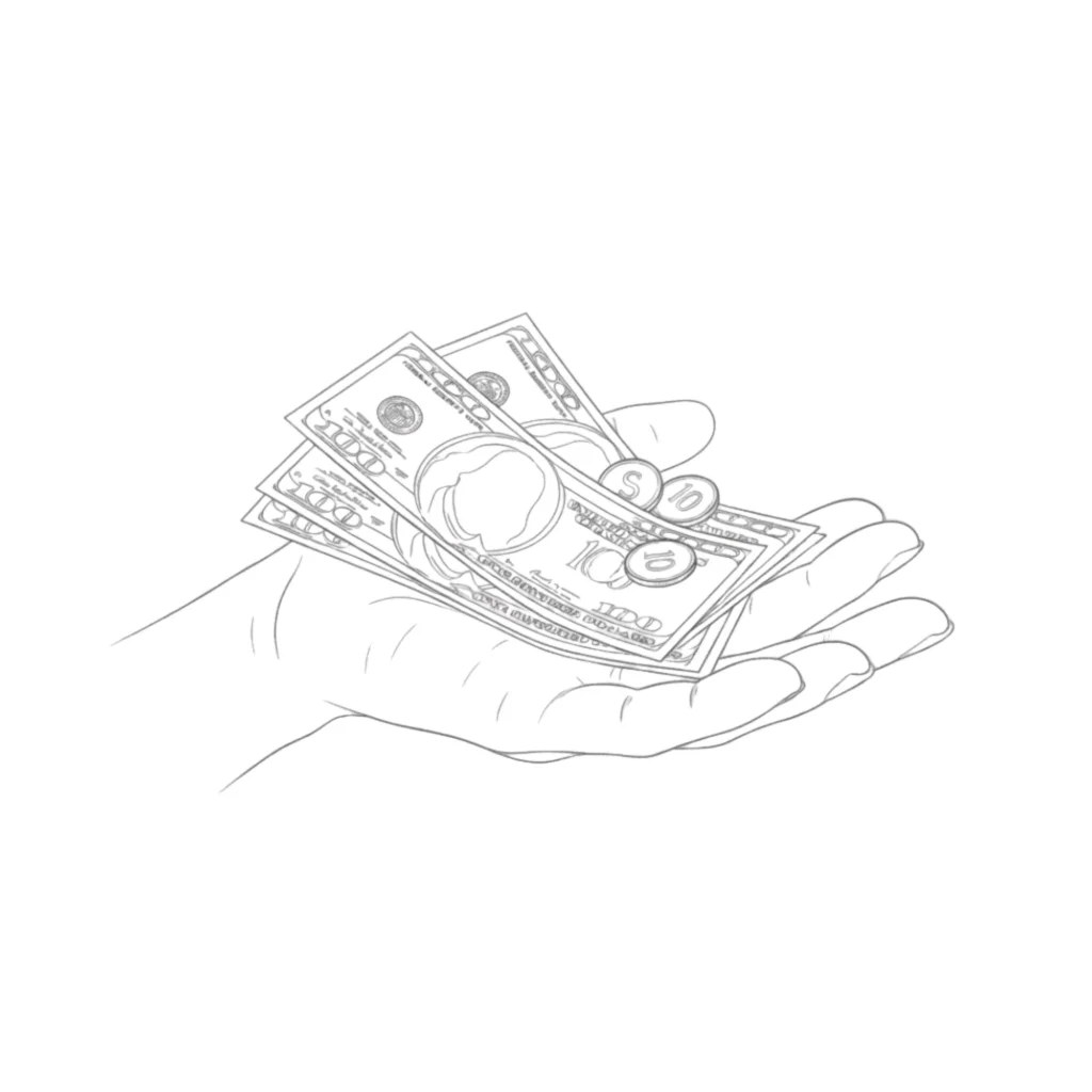 Money in Hand Drawing